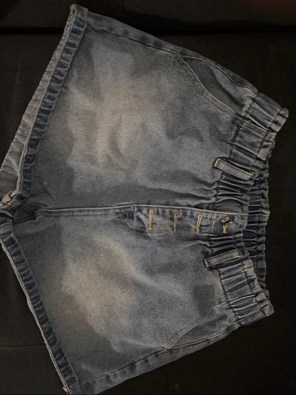 SHEIN Blue High Waist Paperbag Denim Shorts